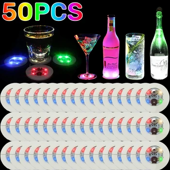 1/10/20/30/50PCS LED Coaster Luce Bottiglia Adesivi Liquore Bevanda Luminoso Stuoia della Tazza Bar Club, Parti Auto di Nozze Vaso Arredamento