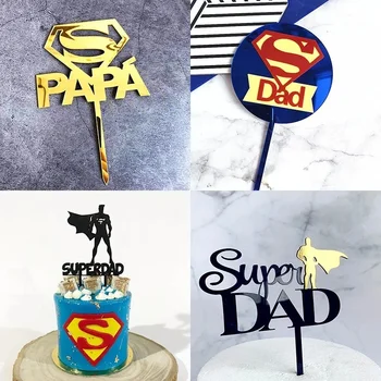 2022 New Super Papà Cake Topper Acrilico Felice festa del papà Migliore Papà Topper della Torta di Compleanno Cupcake Topper Torta di Partito Decorazioni