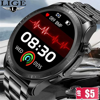 2023 ECG Smart Watch Per gli Uomini di Glucosio nel Sangue di Ossigeno Sport Fitness Orologi 24 ore di frequenza cardiaca Anziani Dono Smartwatch + Petto di Patch