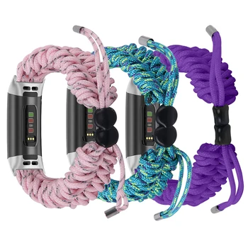 Essidi Personalizzato Treccia Ombrello Corda Band Per Fitbit Charge 4 3 2 Orologio con Cinturino Per Fitbit Charge 3 4 se il Polso Correa