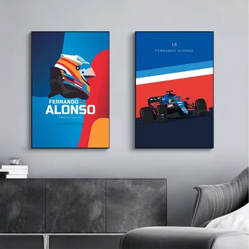 F1 Auto Da Corsa Poster Fernando Alonso Stampe Su Tela Quadri Moderni, Sport, Arte Della Parete, Quadri Soggiorno Di Casa Decora Unframed