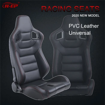 R-EP Universale Sedile Racing per il Tuning Sport Simulatore di Auto Sedili Regolabili in PVC di colore Nero in Pelle XH-1041-BK